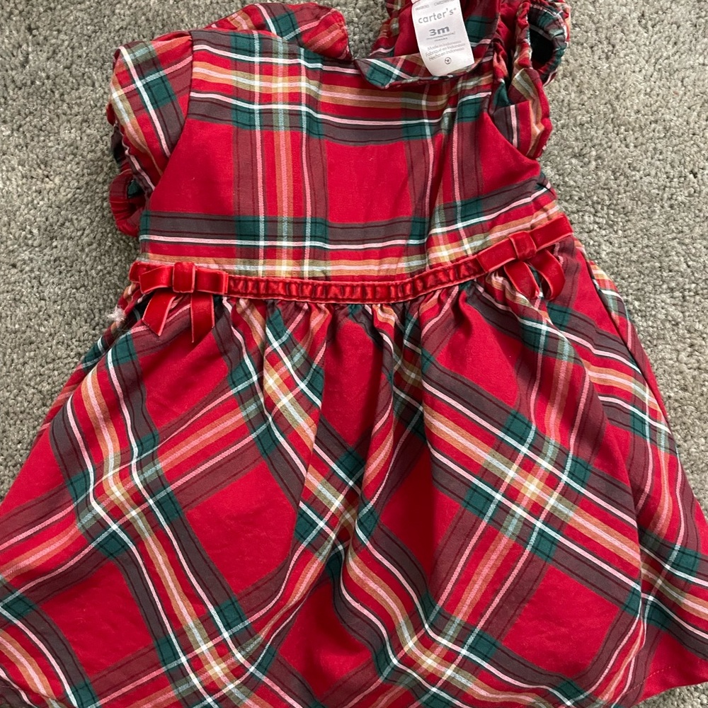Carter's Red and Green Plaid Baby Dress for Christmas